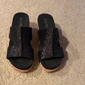 Corkys Black Sparkle Mules